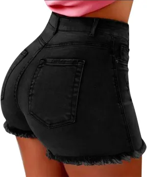 Women's Denim Shorts High Waisted Stretchy Jean Shorts Distressed Summer Shorts Cut Off Baggy Jean Shorts