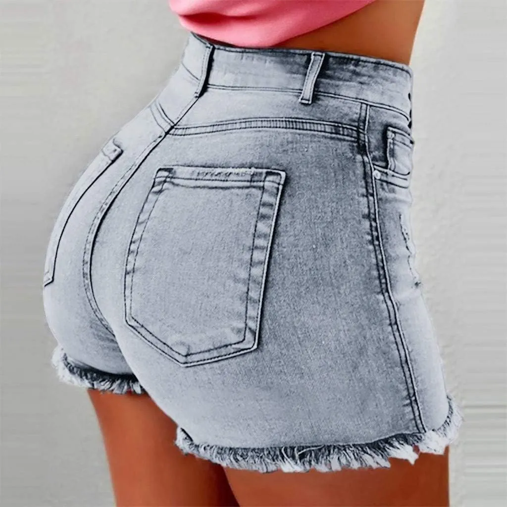 Women's Denim Shorts High Waisted Stretchy Jean Shorts Distressed Summer Shorts Cut Off Baggy Jean Shorts