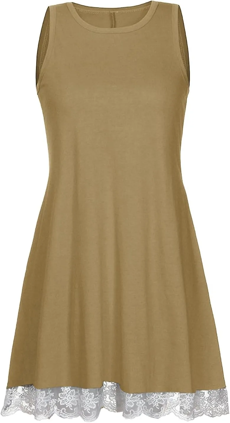 Women's Dress Round Neck Sleeveless with Pockets Skirts Solid Color Comfy Loose Floral Ruffle Hem Dresses Daily