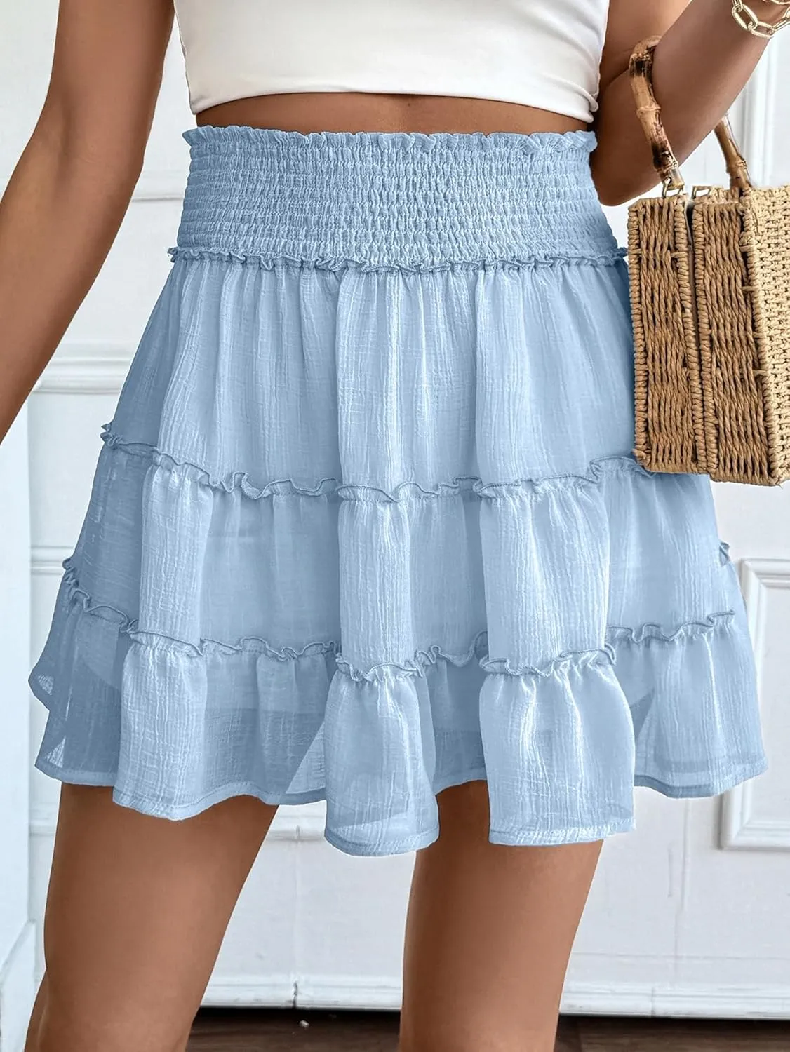 Women's Elastic Waist Pleated Athletic Skirt High Waisted Golf Tennis Chiffon Skorts Cute Built in Workout Shorts