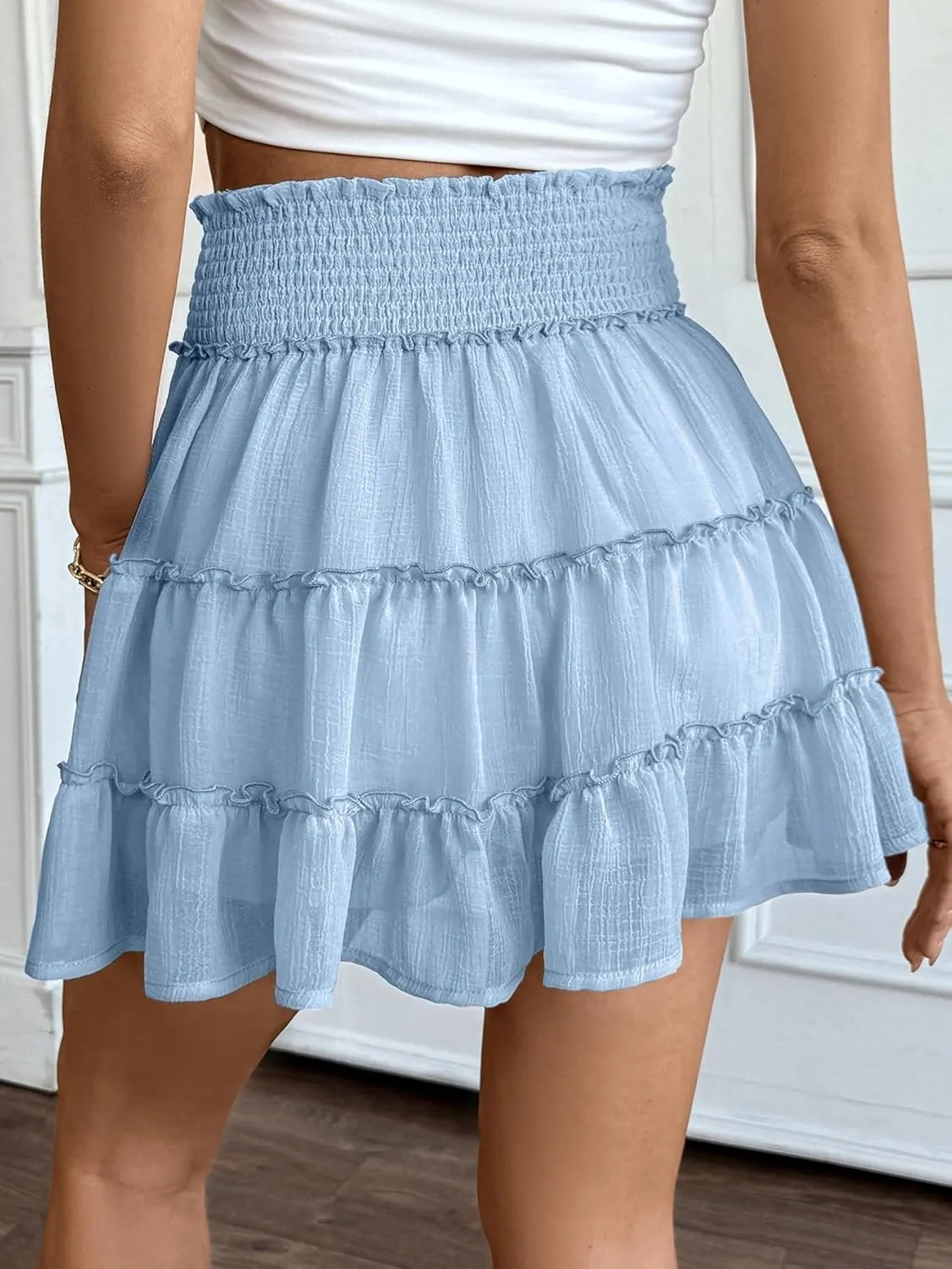 Women's Elastic Waist Pleated Athletic Skirt High Waisted Golf Tennis Chiffon Skorts Cute Built in Workout Shorts