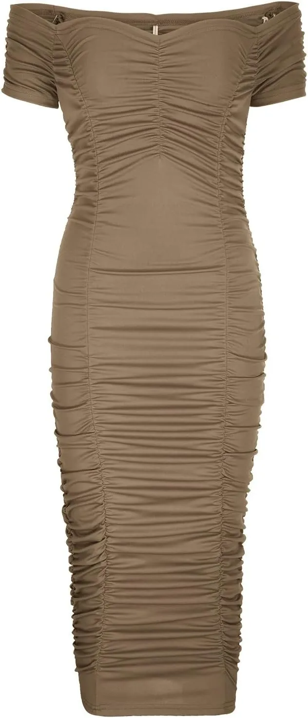 Womens Elegant Party Dress Bodycon Pencil Dresses Cold Shoulder Short Sleeve Prom Formal Dress Cocktail Dresses