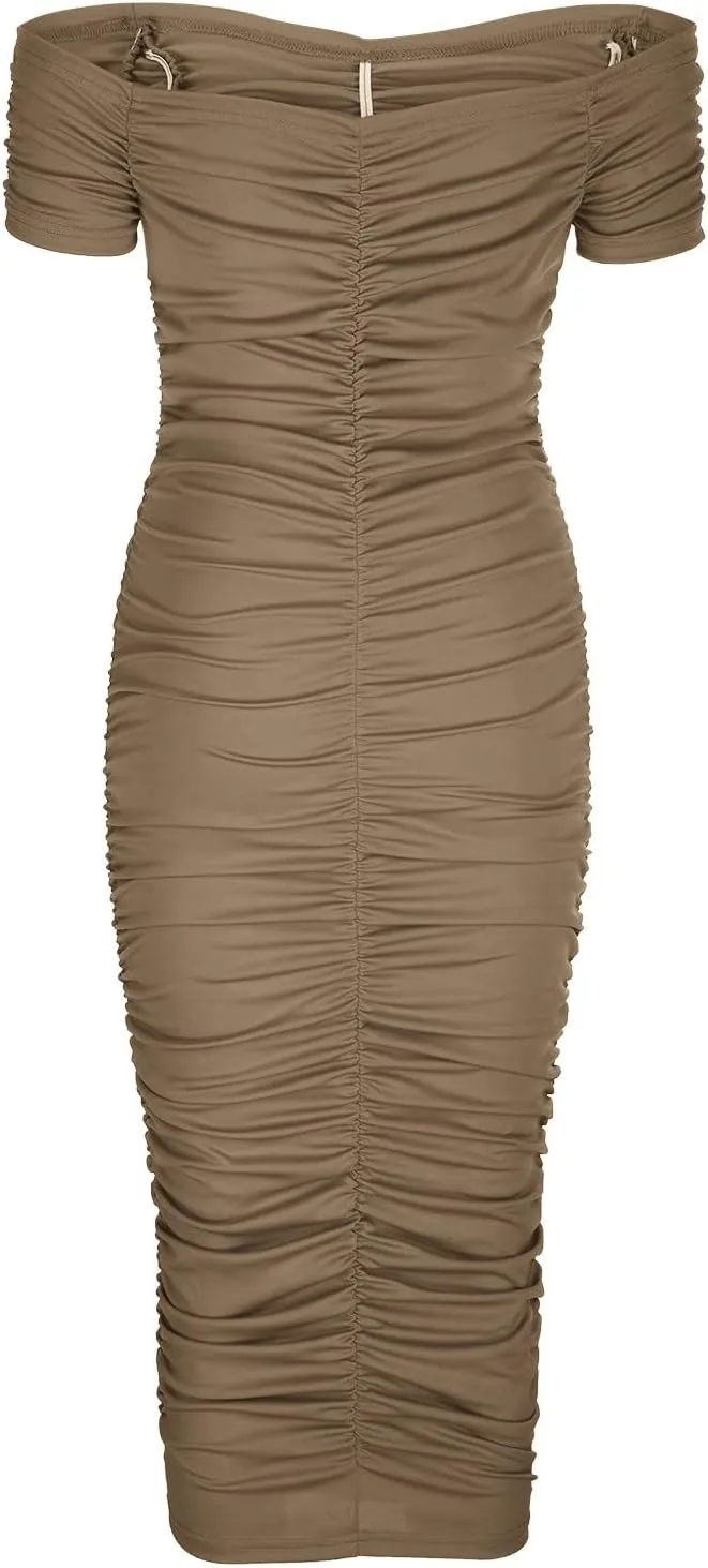 Womens Elegant Party Dress Bodycon Pencil Dresses Cold Shoulder Short Sleeve Prom Formal Dress Cocktail Dresses