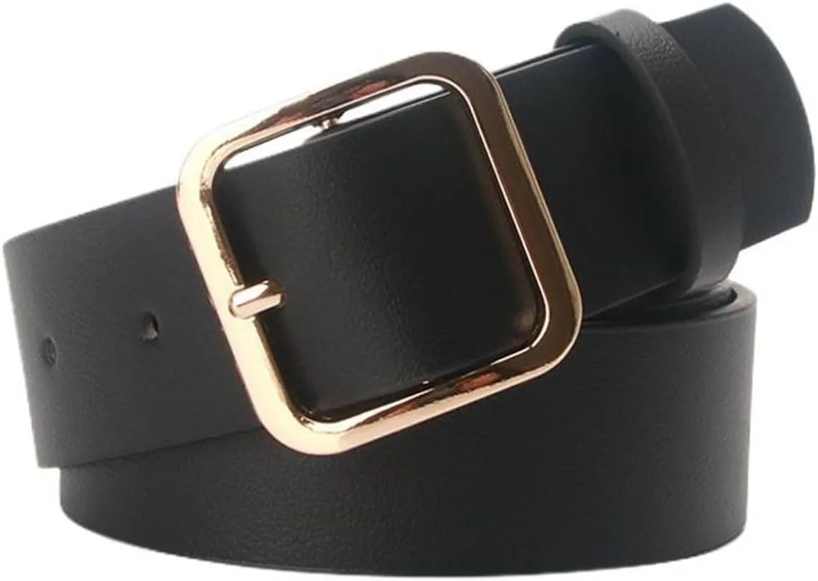 Women's Faux Leather Belt For Dress Fashion Belt Buckle Elegant Square Metal Buckle Fall Adjustable Belts