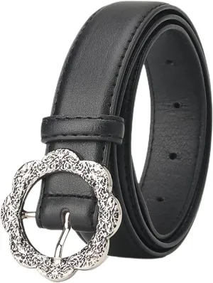 Women's Faux Leather Belt Holeless Belt For Dress Metal Buckle Winter Cocktail Slimming