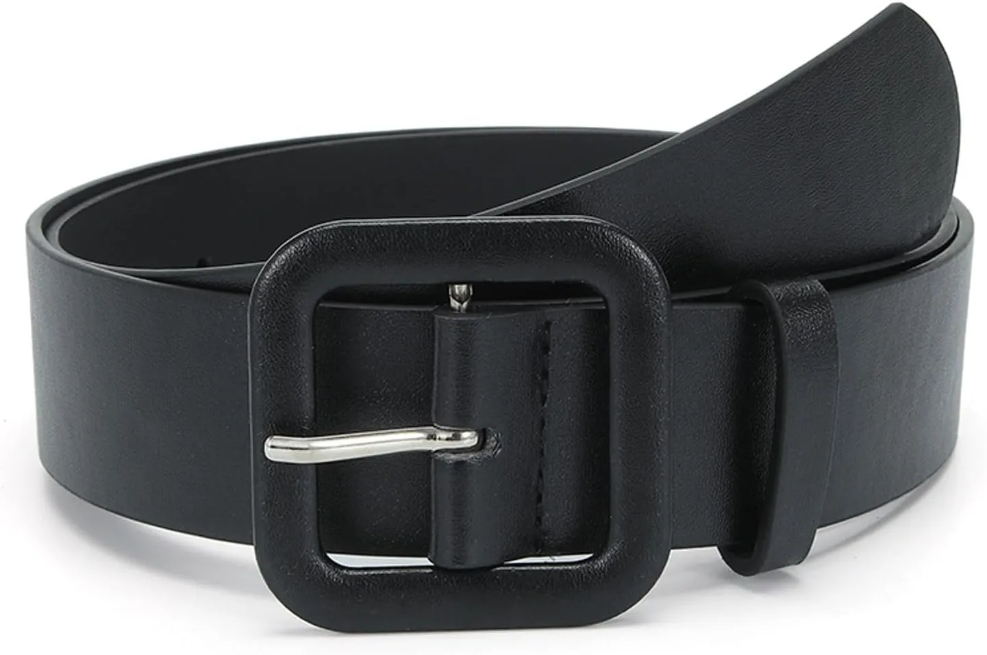 Women's Faux Leather Belt Holeless Belt For Dress Metal Buckle Winter Cocktail Slimming