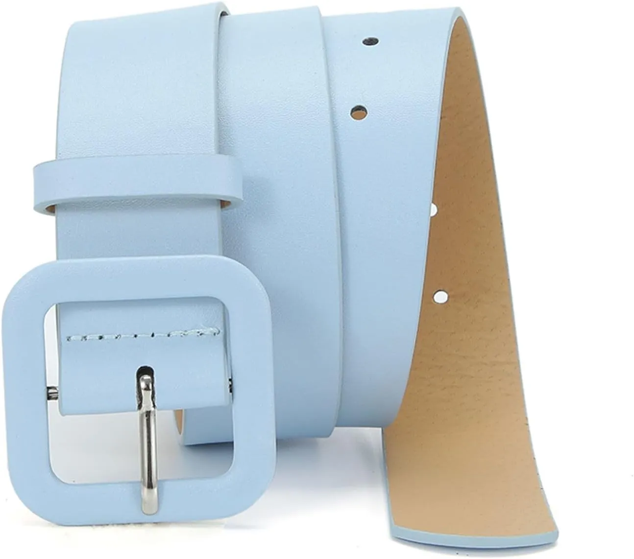 Women's Faux Leather Belt Holeless Belt For Dress Metal Buckle Winter Cocktail Slimming