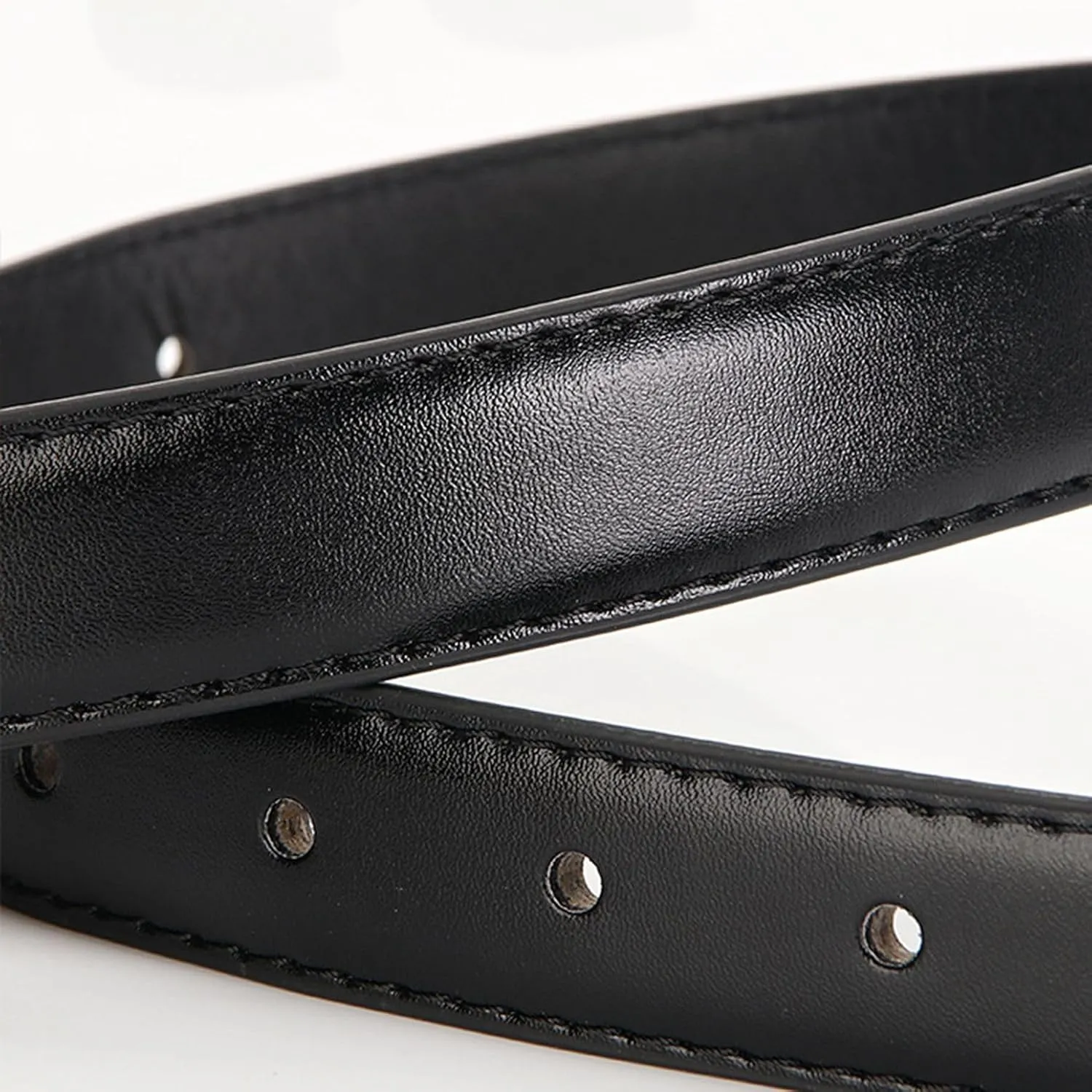 Women's Faux Leather Belt Holeless Belt For Dress Metal Buckle Winter Cocktail Slimming