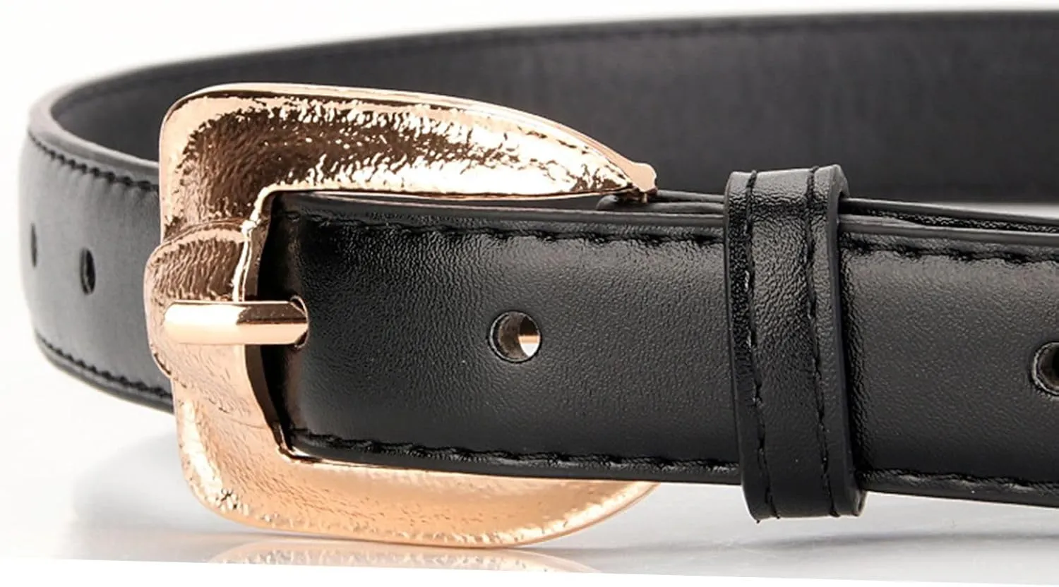 Women's Faux Leather Belt Holeless Belt For Dress Metal Buckle Winter Cocktail Slimming