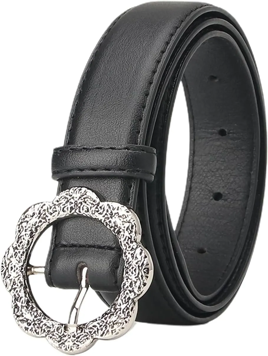 Women's Faux Leather Belt Holeless Belt For Dress Metal Buckle Winter Cocktail Slimming