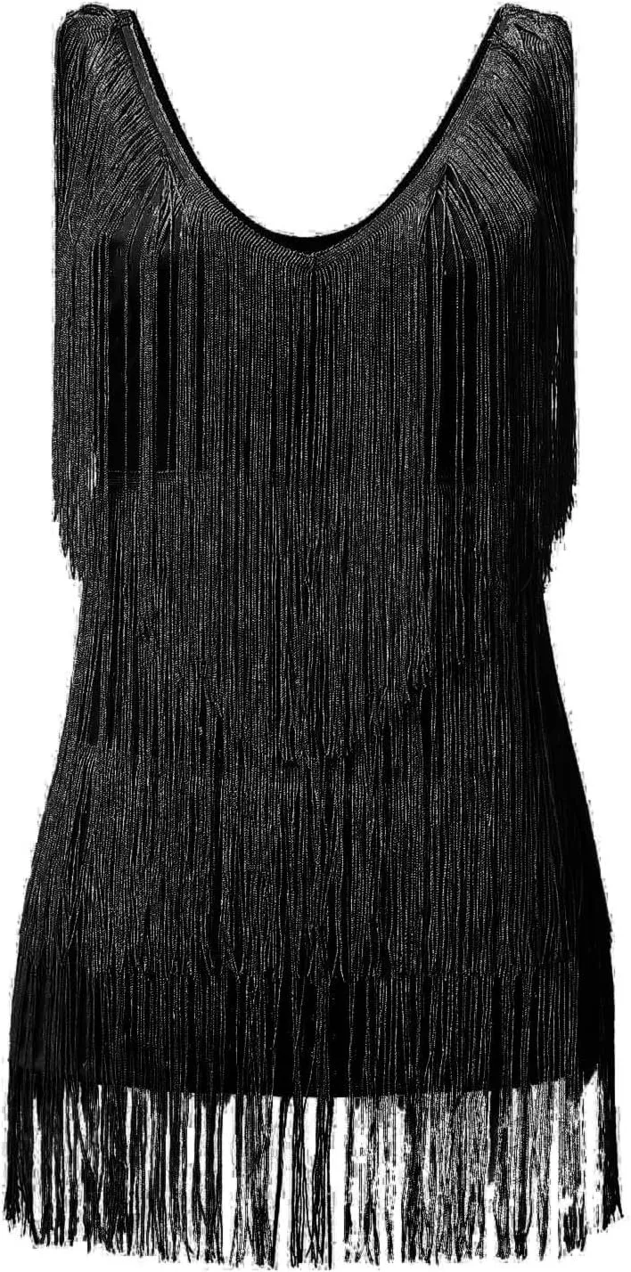 Womens Fringed Midi Skirt V Neck Sleeveless Sexy Dress for Women Casual Solid Elegant Nightclub Party Dress Outfits