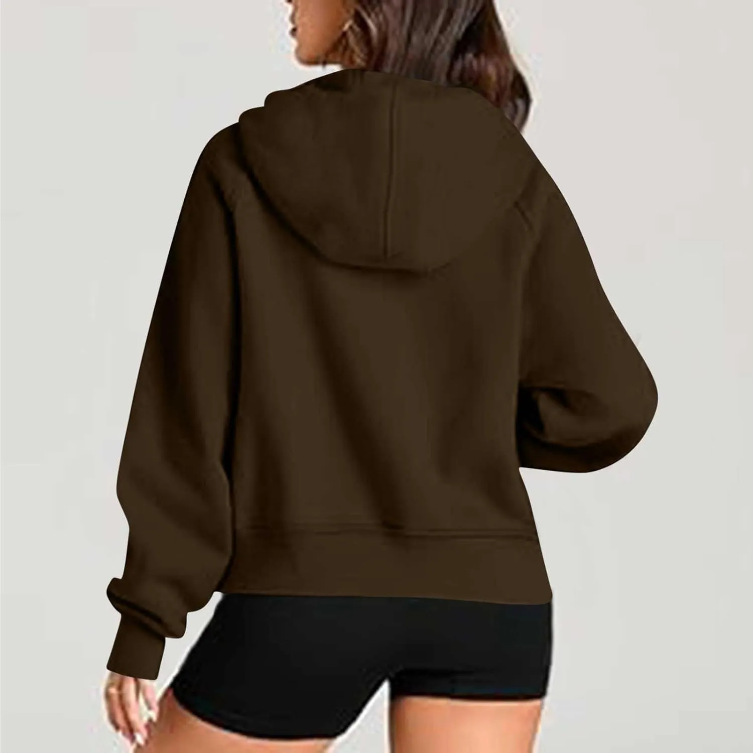Womens Half Zip Sweatshirts Cropped Hoodies Fleece Jackets Quarter Zip Up Pullover Fall Outfits 2024 Winter Clothes