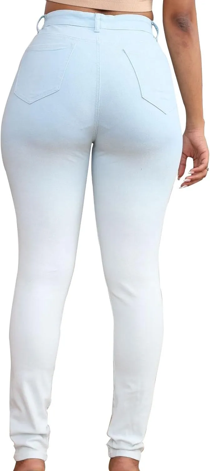 Womens Jeans High Waisted Tummy Control Skinny Denim Jeans Trendy Casual Ripped Stretchy Denim Pants
