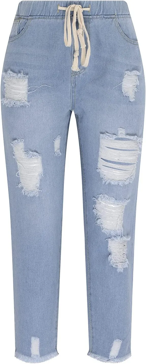 Womens Jeans High Waisted Tummy Control Skinny Denim Jeans Trendy Casual Ripped Stretchy Denim Pants