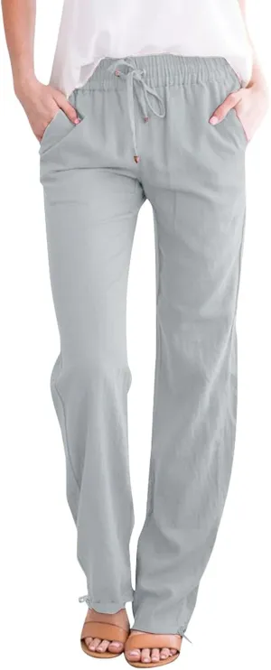 Women's Linen Capri Pants mom Jeans high Waisted Light Weight Pants for Women Summer Travel Linen Pants Wrinkle Free