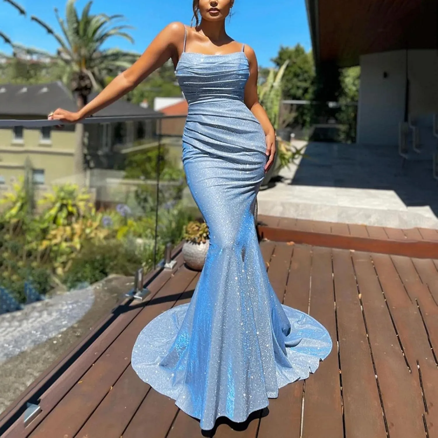 Women's Mermaid Dress Sexy Sleeveless Backless Halter Neck Bodycon Party Dresses Evening Dress Stylish Cute Versatile