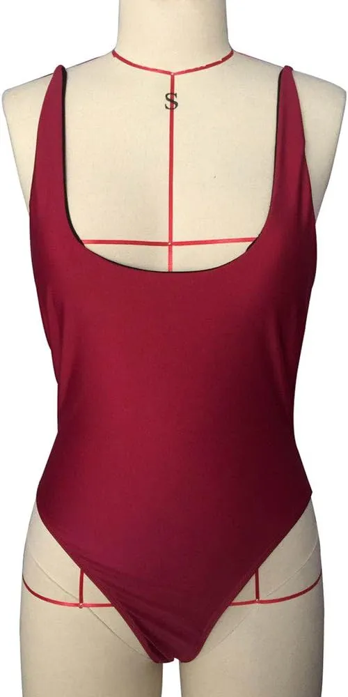 Women's One Piece Swimsuit Strapless Retro Ruched Bathing Suits Tummy Control Bandeau Swimsuit Slimming Swimwear