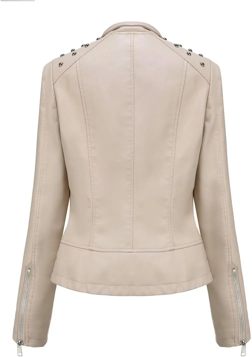 Women's Rivet Studded Faux Leather Motorcycle Short Jacket Punk Fashion Streetwear Coat