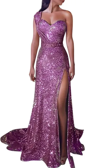 Womens Sequin Long Prom Off Shouder Formal Wedding Maxi Dress V Neck Elegant Split Sexy Cocktail Evening Long Gown