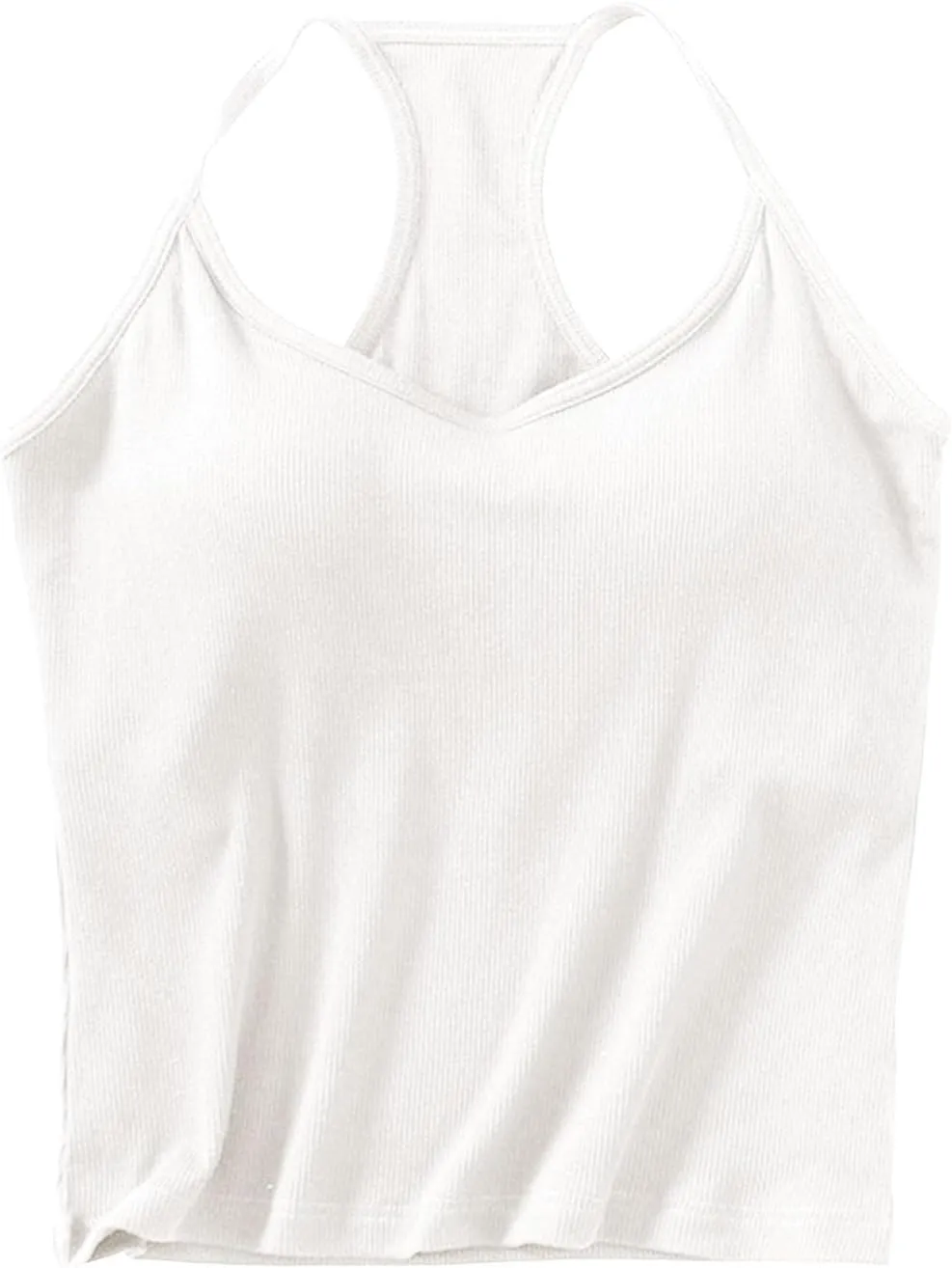 Womens Sports Bra Seamless Crop Tank Racer Back Spaghetti Strap Workout Yoga Shirts Padded Halter Neck Casual Tops