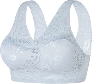 Womens Summer Ice Silk Seamless Beauty Back Bra Gathers Together Without Steel Ring Wipe Bra Lace Baggy Lightweight