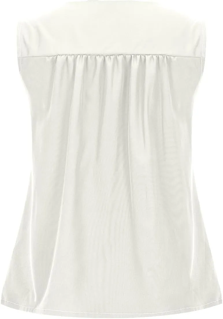 Womens Summer Pleated Peplum Tops Sleeveless Ruffle Tank Top Round Neck Y2K Babydoll Blouse Loose Fit Casual Shirt