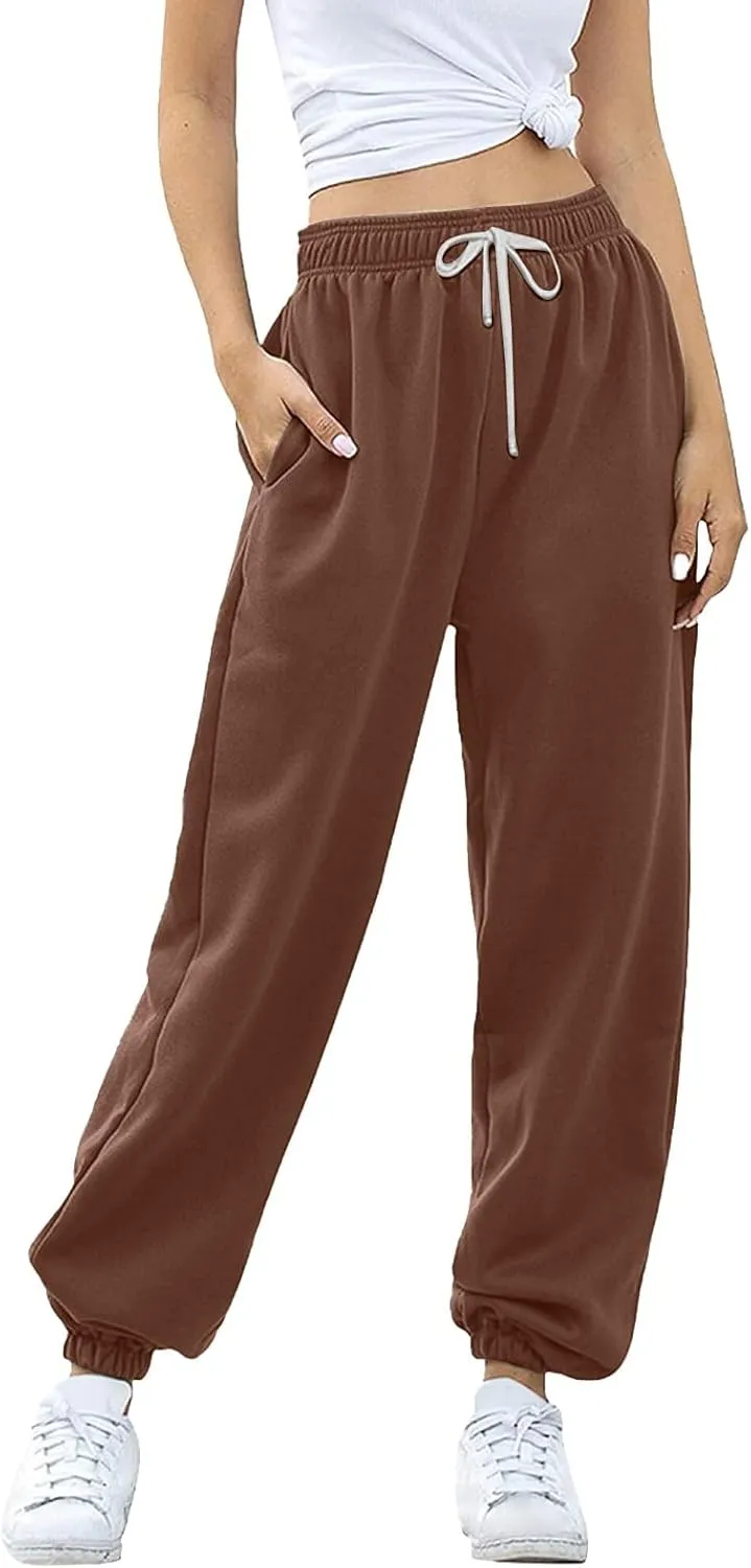 Womens Sweatpants High Waisted Baggy Workout Jogger Pants with Pockets Trousers Fall Clothes for Women 2024