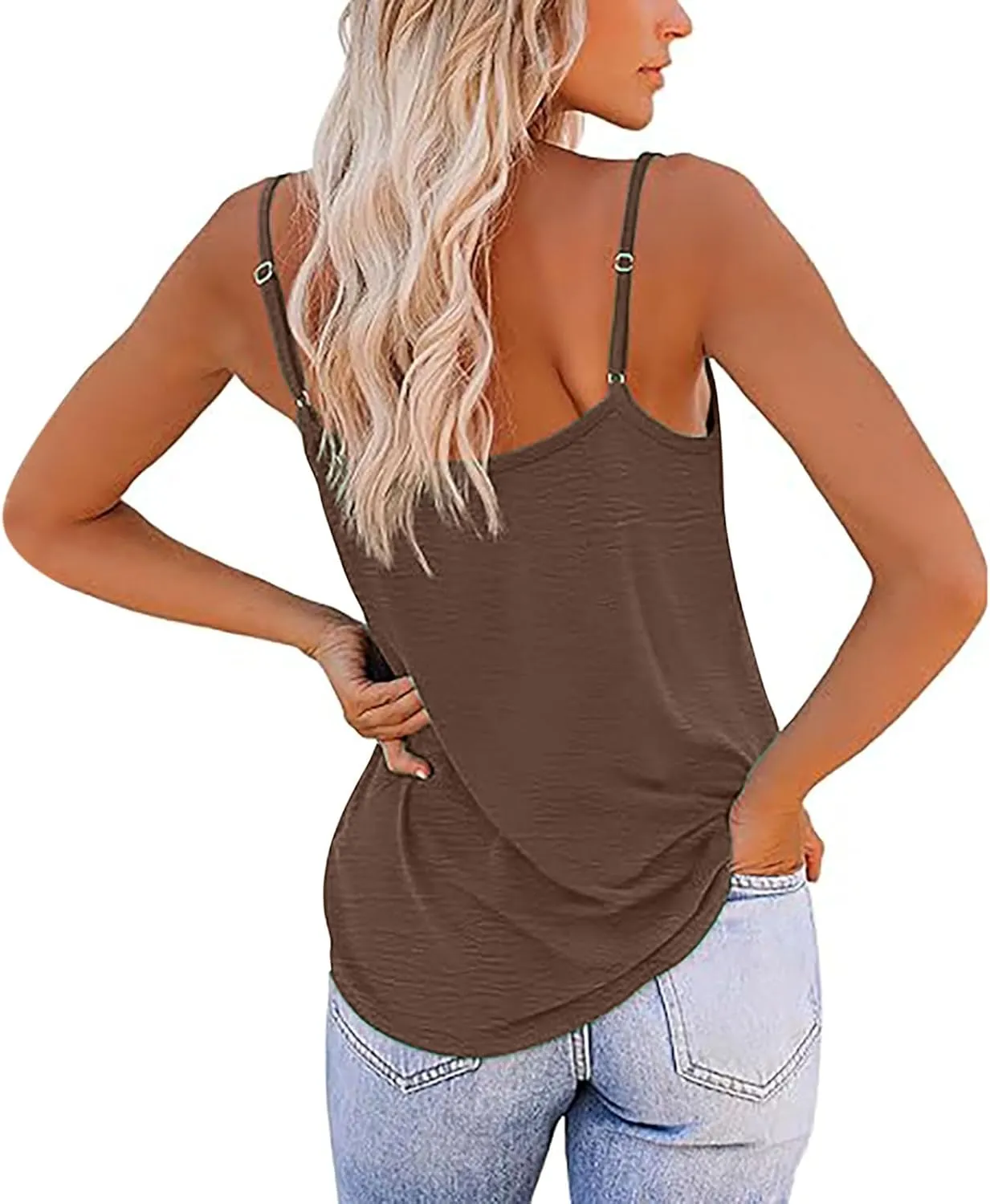 Women's Tank Top Adjustable Spaghetti Strap Camisole Sleeveless Pretty Cami Shirts Summer Tops for Women 2025