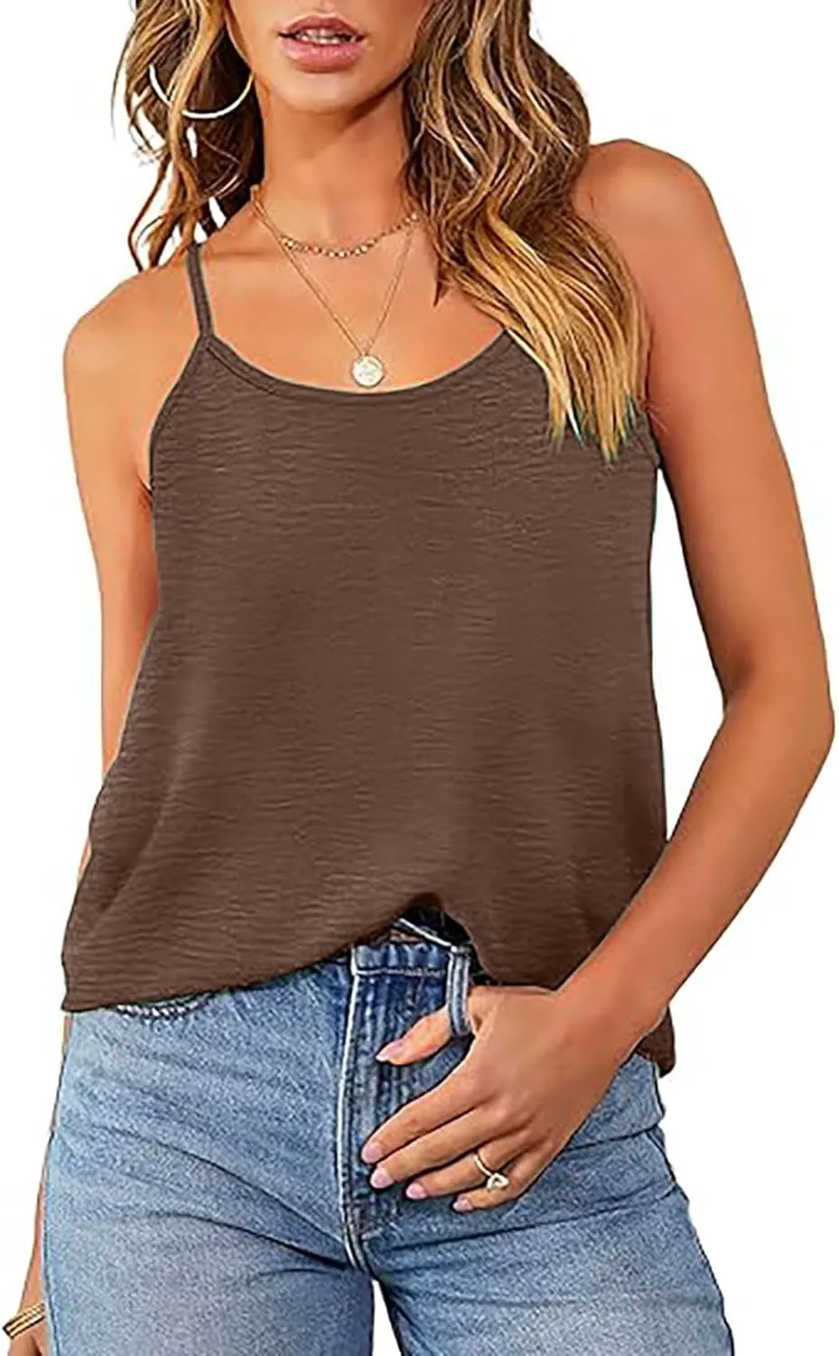 Women's Tank Top Adjustable Spaghetti Strap Camisole Sleeveless Pretty Cami Shirts Summer Tops for Women 2025