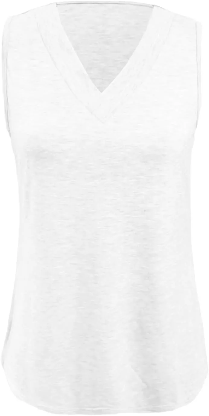 Womens Tank Tops 2025 Sleeveless Summer Vacation Beach Tee Shirt Loose Fit Casual T-Shirt