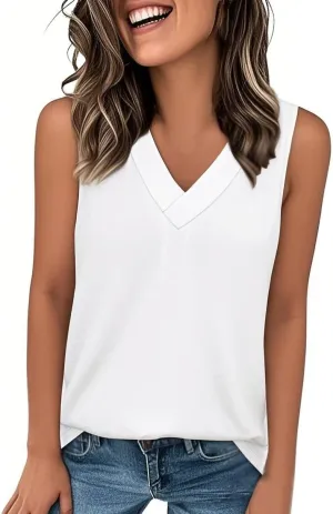 Womens Tank Tops 2025 Sleeveless Summer Vacation Beach Tee Shirt Loose Fit Casual T-Shirt