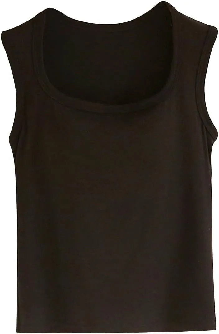 Womens Tank Tops with Built in Bra Summer Casual Basic Modal Padded Yoga Shirts Slim Fit Square Neck Camisoles Tees