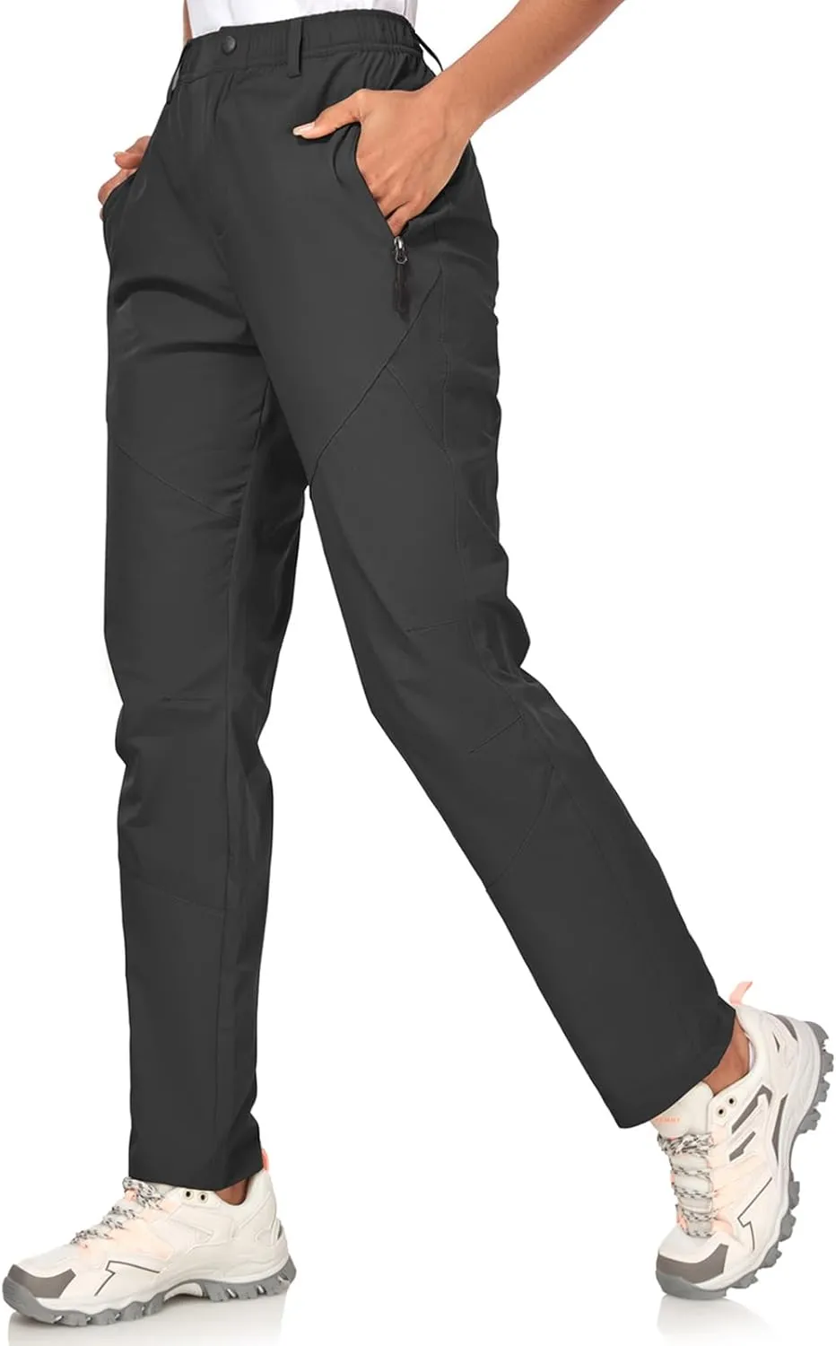 Womens Travel Hiking Pants Ladies Outdoor Water Resistant Nylon Light Weight Golf Casual Pants with Elastic Waist