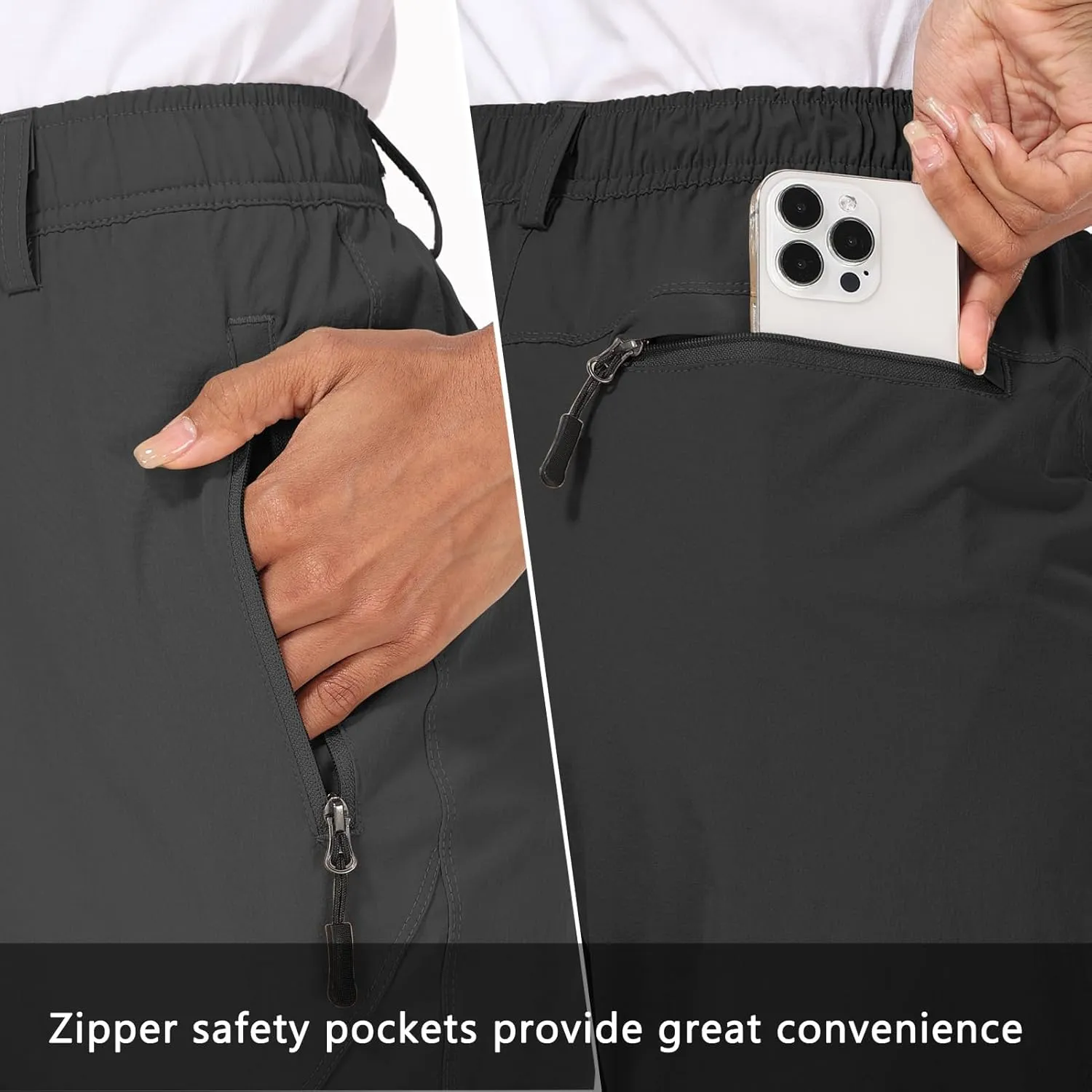 Womens Travel Hiking Pants Ladies Outdoor Water Resistant Nylon Light Weight Golf Casual Pants with Elastic Waist
