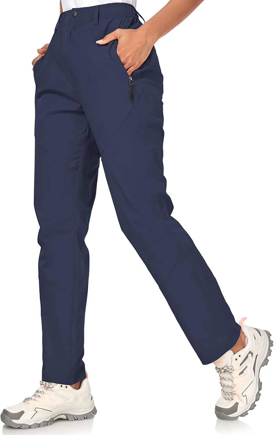 Womens Travel Hiking Pants Ladies Outdoor Water Resistant Nylon Light Weight Golf Casual Pants with Elastic Waist