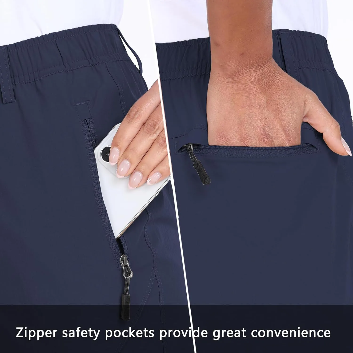 Womens Travel Hiking Pants Ladies Outdoor Water Resistant Nylon Light Weight Golf Casual Pants with Elastic Waist