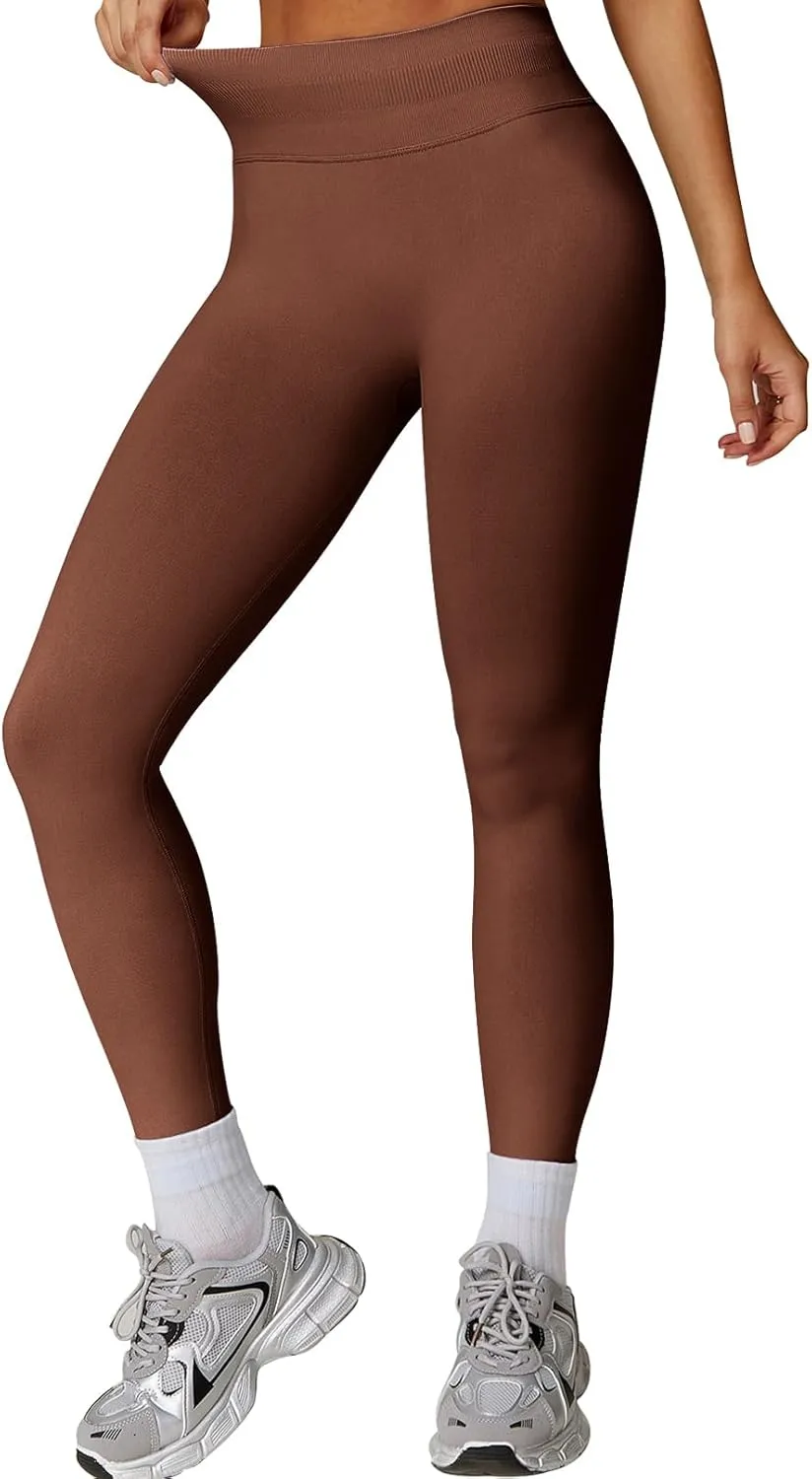 Womens Workout Leggings Seamless Tummy Control Yoga Pants Scrunch Butt Lifting Compression Gym Athletic Leggings