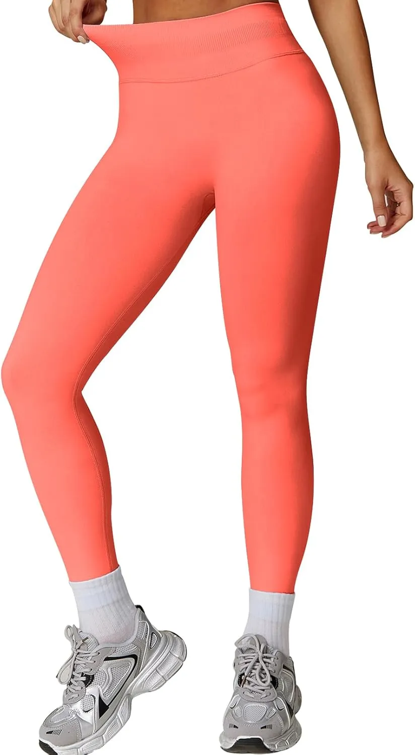 Womens Workout Leggings Seamless Tummy Control Yoga Pants Scrunch Butt Lifting Compression Gym Athletic Leggings