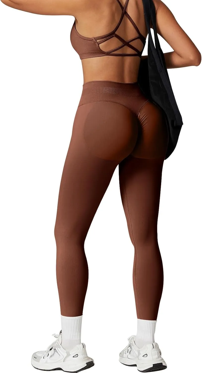 Womens Workout Leggings Seamless Tummy Control Yoga Pants Scrunch Butt Lifting Compression Gym Athletic Leggings