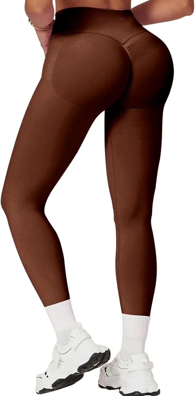 Womens Workout Leggings Seamless Tummy Control Yoga Pants Scrunch Butt Lifting Compression Gym Athletic Leggings