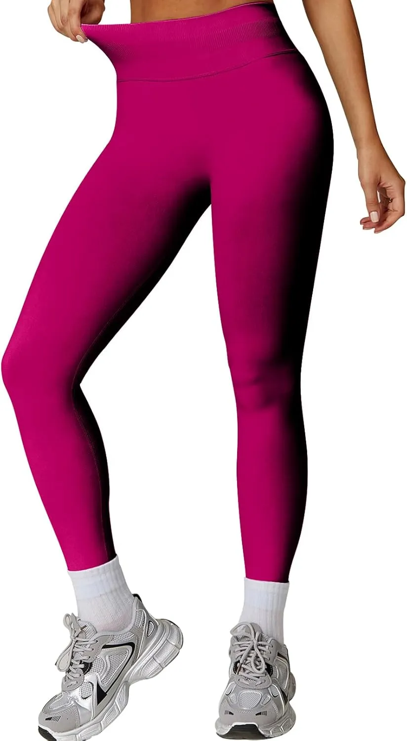 Womens Workout Leggings Seamless Tummy Control Yoga Pants Scrunch Butt Lifting Compression Gym Athletic Leggings