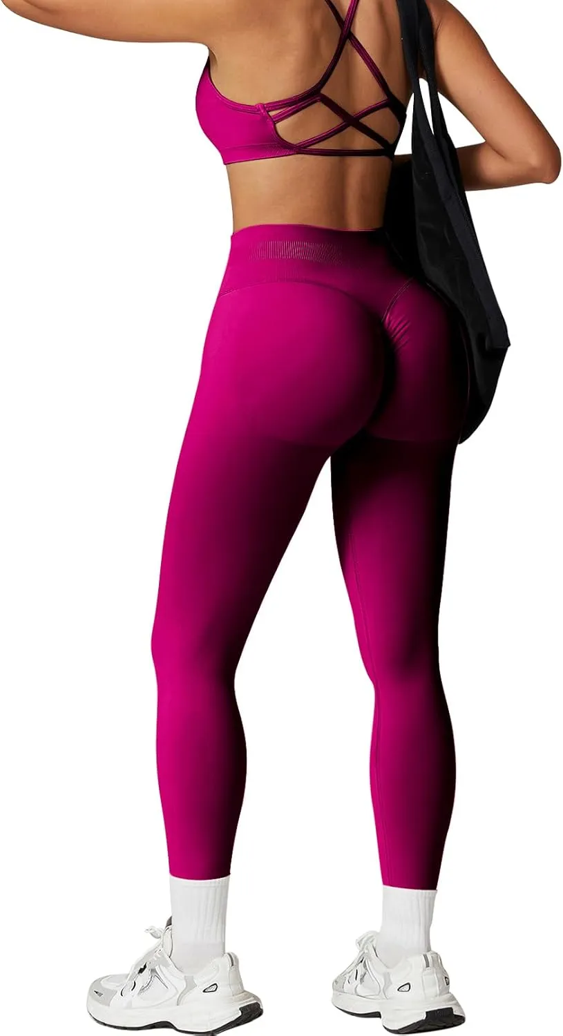 Womens Workout Leggings Seamless Tummy Control Yoga Pants Scrunch Butt Lifting Compression Gym Athletic Leggings