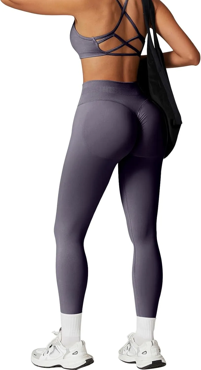 Womens Workout Leggings Seamless Tummy Control Yoga Pants Scrunch Butt Lifting Compression Gym Athletic Leggings