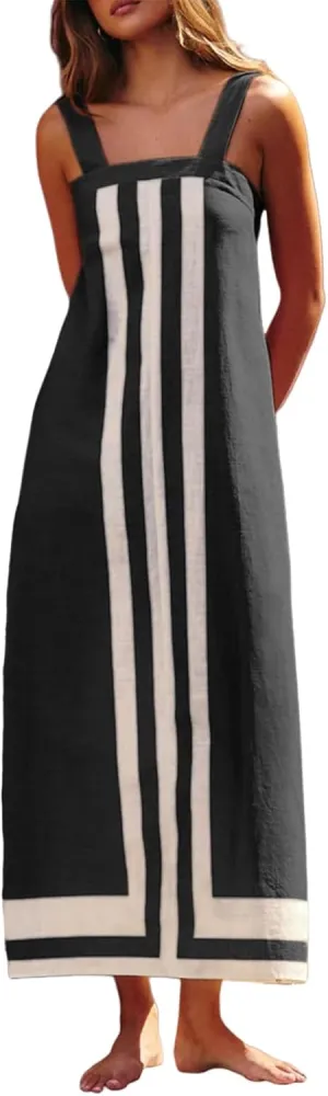 Womne's Dresses Casual Loose Fit Sleeveless Vacation Maxi Dress Fashion Trendy Dressy Dress Summer Sundress 2025