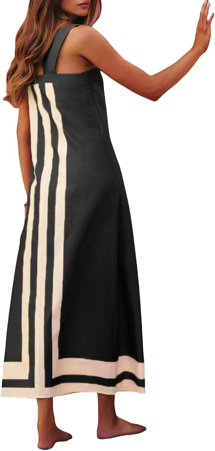 Womne's Dresses Casual Loose Fit Sleeveless Vacation Maxi Dress Fashion Trendy Dressy Dress Summer Sundress 2025