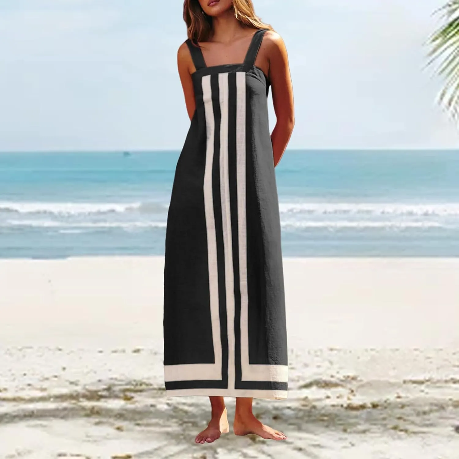 Womne's Dresses Casual Loose Fit Sleeveless Vacation Maxi Dress Fashion Trendy Dressy Dress Summer Sundress 2025