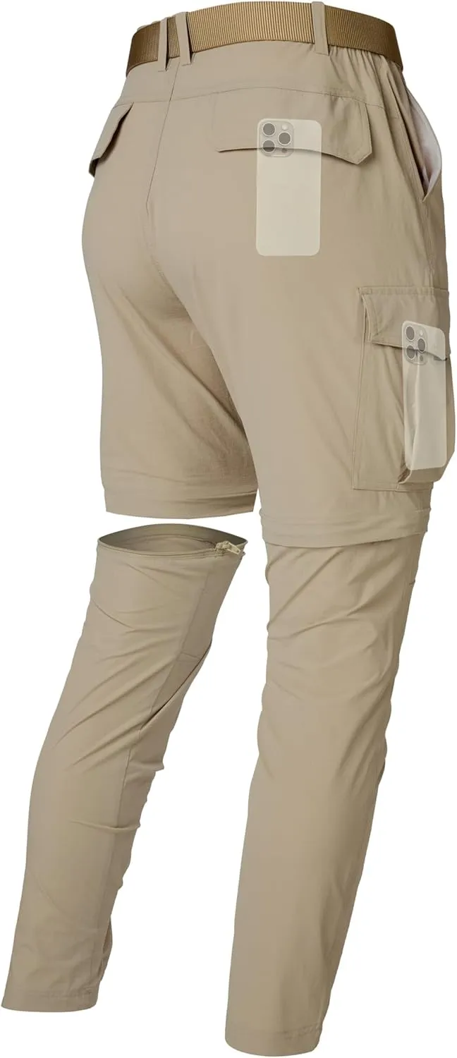 Work Pants for Men Lightweight Quick Dry Cargo Pants Convertible Zip Off Travel Fishing Climbing Camping Outdoor Waterproof Hiking Pants-Light Khaki-40-XXL