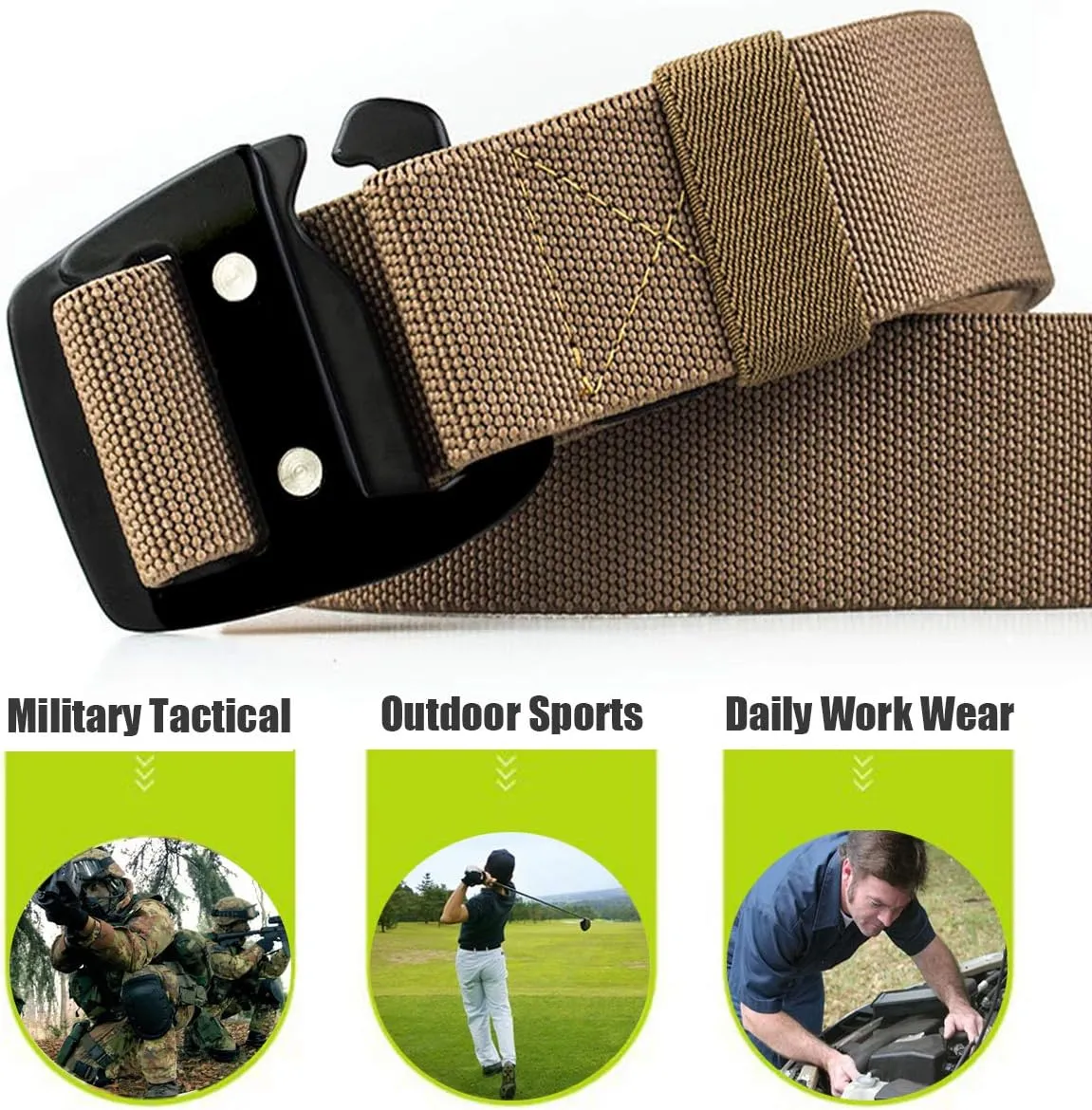WYuZe Mens Tactical Belt Military Elastic Stretch Duty Riggers Belt Metal Buckle