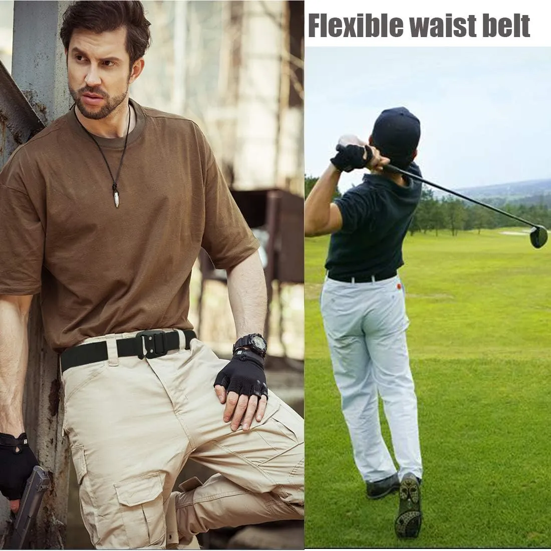 WYuZe Mens Tactical Belt Military Elastic Stretch Duty Riggers Belt Metal Buckle