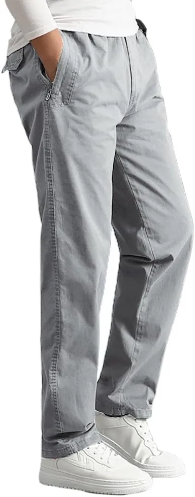 WZIKAI Mens Cargo Pants,Elastic Waist Sweatpants for Men Casual Long Trousers Light Jogger Pants